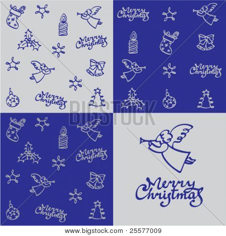 Christmas pattern with greeting inscription