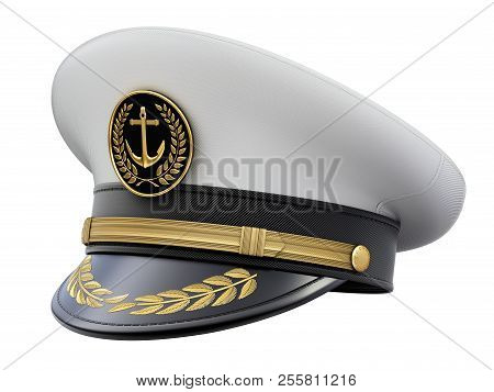 Navy Captain Hat Isolated On White Background - 3d Illustration