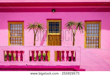 House facade details in Bo-Kaap area of Cape Town, South Africa