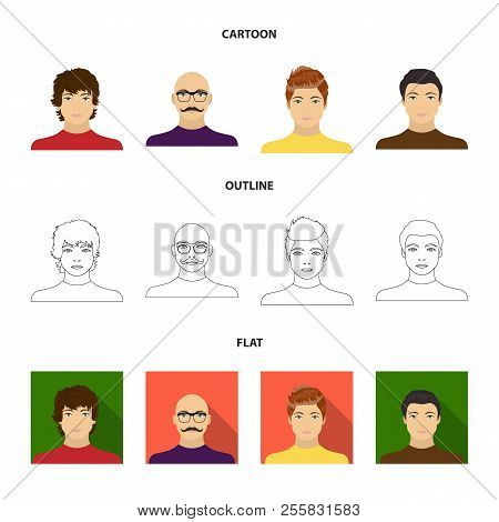 The Appearance Of The Young Guy, The Face Of A Bald Man With A Mustache In His Glasses. Face And App