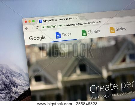 Amsterdam, The Netherlands - August 30, 2018: Website Of Google Docs, A Web-based Free A Word Proces