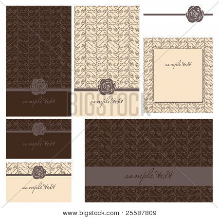 wenskaarten met rose - uitnodiging voor feest of bruiloft.