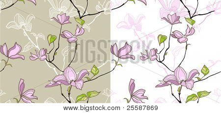 Seamless pattern with magnolia flowers