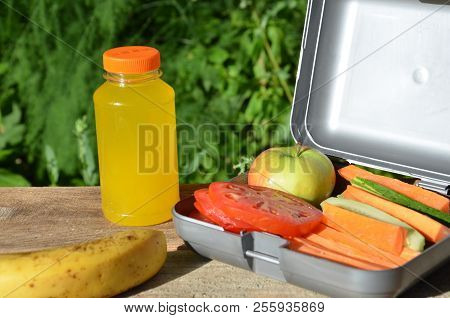 Lunch Boxes With Food Ready To Go For Work Or School, Meal Preparation Or Dieting Concept. Hamburger