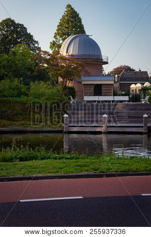 Leiden, Netherlands - August 23, 2018: Astronomical Observatory In The Hortus Botanicus In Leiden