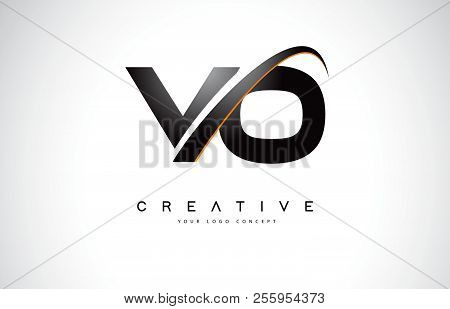 Vo V O Swoosh Letter Logo Design With Modern Yellow Swoosh Curved Lines Vector Illustration.