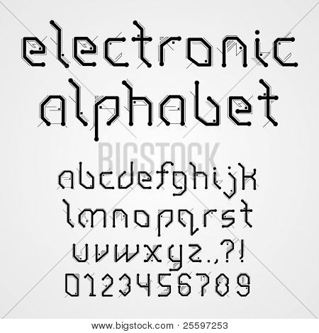 電子のアルファベット、数字