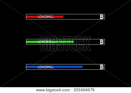 Business Concept. Vector Illustration. Bitcoin Progress Loading Bar With Lighting
