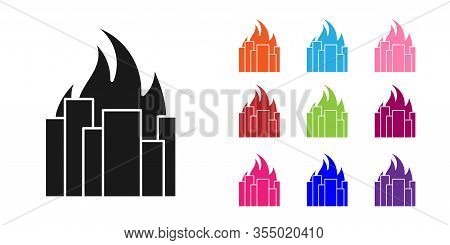 photo Destroyed City Background Fire black fire burning vector photo free