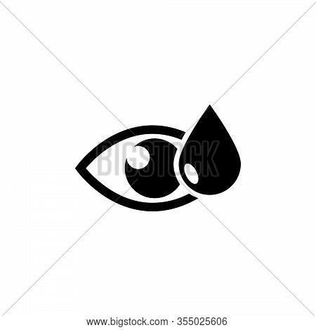 Eye With Medicine Water Drop. Flat Vector Icon Illustration. Simple Black Symbol On White Background