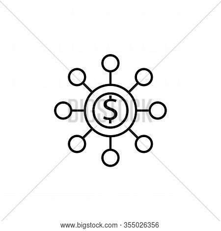 Crowd Funding With Dollar Line Illustration Icon On White Background