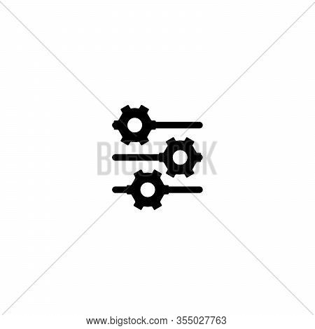 Three Black Gear Wheels Sliders On White Background. Settings Icon. Stock Vector Illustration Isolat