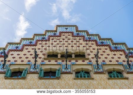 Barcelona, Spain - August 1, 2019: Facade Of Casa Amatller