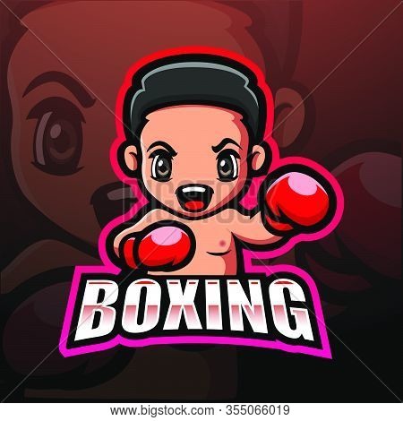 Vector Illustration Of Boxing Boy Esport Mascot Logo Design