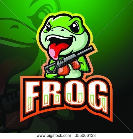 Vector Illustration Of Shooter Frog Mascot Esport Logo Design