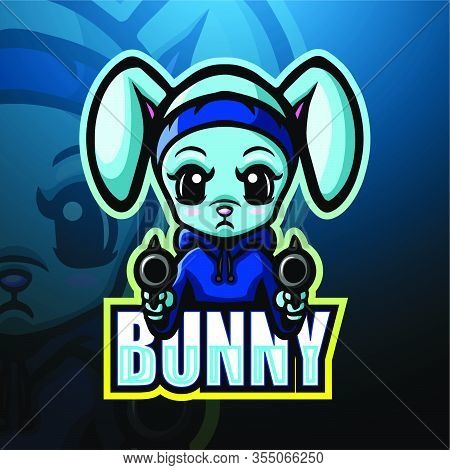 Vector Illustration Of Shooter Bunny Mascot Esport Logo Design