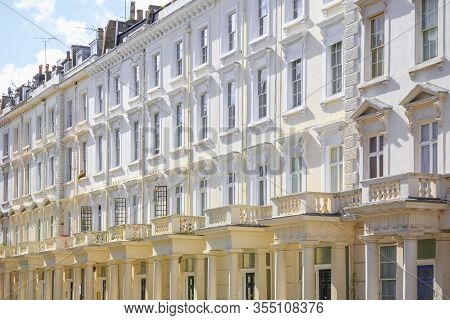 Facade Of Georgian Style Terraced Houses In London, Uk