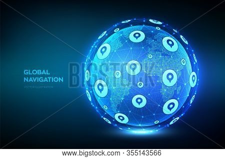 Global Positioning System. Gps Tracking Services. Navigation Concept. Navigate Mapping Technology An