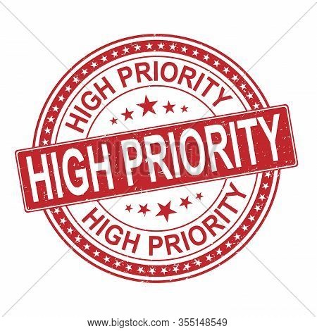 High Priority Ink Vector Stamp Illustration Isolated On White Background. High Priority Web Icon.