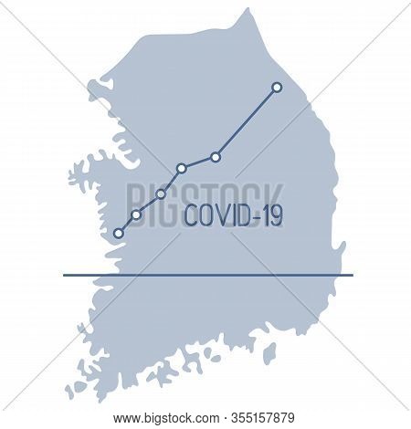Vector Illustration Map Of South Korea Growth Rate Of Sick People Covid-19 2019-ncov Dangerous Chine