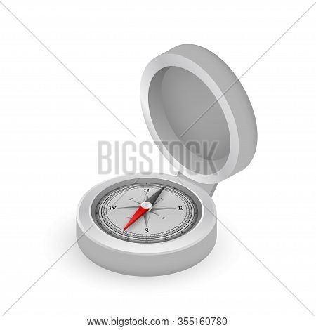 Compass On White Background. Flat Vector Navigation Symbol. Vector Stock Illustration.
