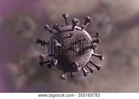 3d Rendering Of A Simulated Microco View Of The Bacterium Of Coronavirus Covic19