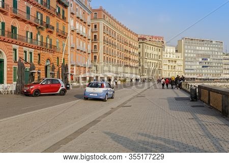 Naples, Italy - February 21 2019: Italian Police Force Car Patrolling. State Police, Polizia Di Stat