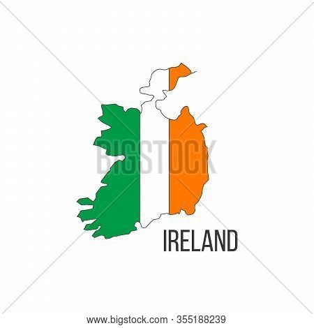 Ireland Flag Map. The Flag Of The Country In The Form Of Borders. Stock Vector Illustration Isolated