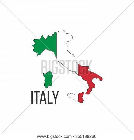 Italy Flag Map. The Flag Of The Country In The Form Of Borders. Stock Vector Illustration Isolated O