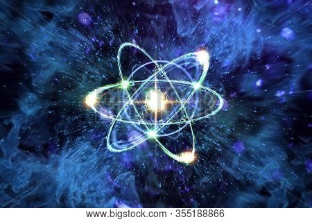 Close Up Of Colorful Atomic Particle Background Science 3d Illustration