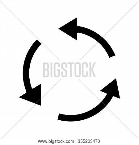 Air Conditioning Glyph Icon. Circular Arrow. Air Circulation. Ventilation Sign. Rotation. Silhouette