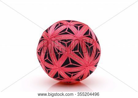 Japanese Traditional Colorful Temari Ball On A White Backgrund