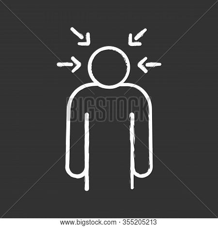 Nervous Tension Chalk Icon. Stress. Psychological Pressure. Anxiety. Self Condemnation. Emotional St
