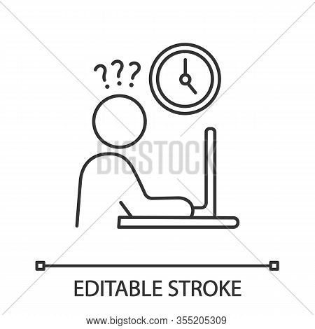 Work Rush Linear Icon. Occupational Stress. Thin Line Illustration. Lack Of Time. Overwork. Behavior