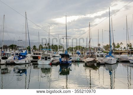 Sailboat Harbor In Haleiwa, Oahu, Hawaii