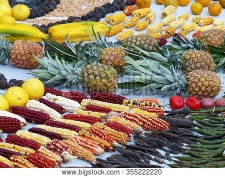 Fragment Of Chacana Or Ceremony In Homage To Pachamama (mother Earth) Is An Aboriginal Ritual Of The