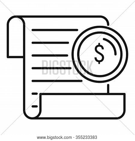 Money Coin Paper Icon. Outline Money Coin Paper Vector Icon For Web Design Isolated On White Backgro
