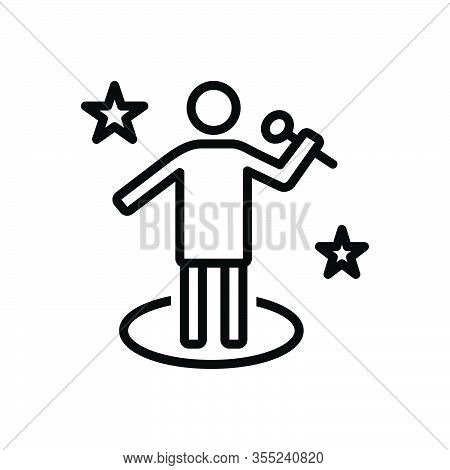 Black Line Icon For Famous Renowned Famed Legendary Popular Plausible Appreciable Celebrities Supers
