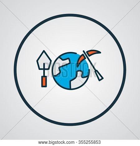 Geoscience Icon Colored Line Symbol. Premium Quality Isolated Geology Element In Trendy Style.