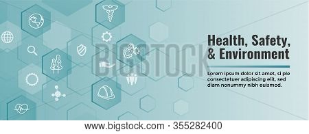Health Safety And Environment Icon Set & Web Header Banner