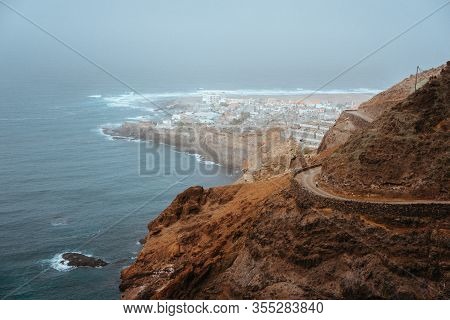 Ponta Do Sol - A Town In The Island Of Santo Antao, Cape Verde. Many New Apartment Building For Futu
