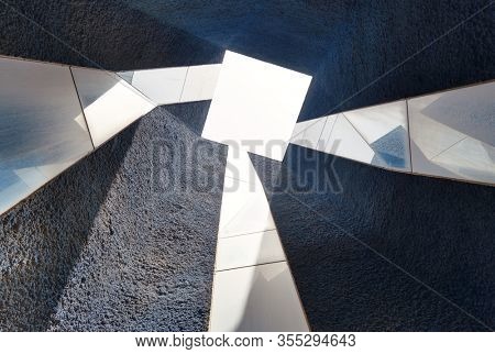 BARCELONA, SPAIN â MAY 13, 2019: Abstract ceiling windo. Museum of Natural Sciences with modern architectural design.
