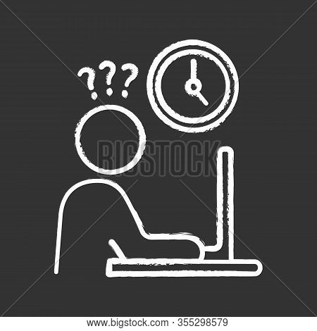 Work Rush Chalk Icon. Occupational Stress. Lack Of Time. Overwork. Behavioral Stress Symptoms. Isola