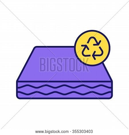 Ecological Mattress Recycling Color Icon. Recyclable And Reusable Eco Friendly Mattress. Isolated Ve
