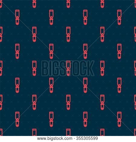 Red Line Rasp Metal File Icon Isolated Seamless Pattern On Black Background. Rasp For Working With W