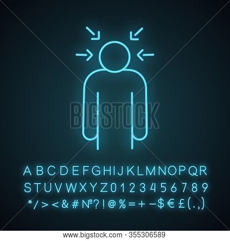 Nervous Tension Neon Light Icon. Stress. Psychological Pressure. Anxiety. Self Condemnation. Emotion