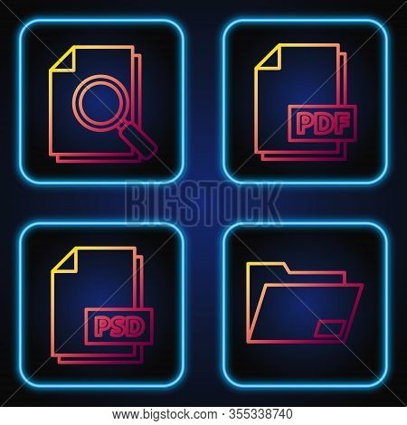 Set Line Document Folder, Psd File Document, Document With Search And Pdf File Document. Gradient Co
