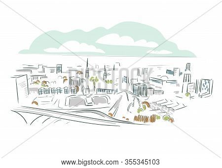Coventry United Kingdom Europe Vector Sketch City Illustration Line Art