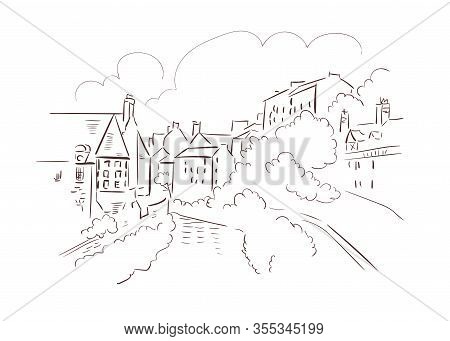 Edinburgh United Kingdom Europe Vector Sketch City Illustration Line Art