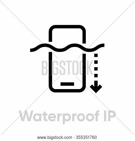 Tech Specs Waterproof Ip Phone Icon. Editable Line Vector.